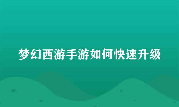 梦幻西游手游如何快速升级