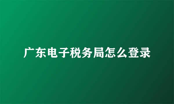广东电子税务局怎么登录