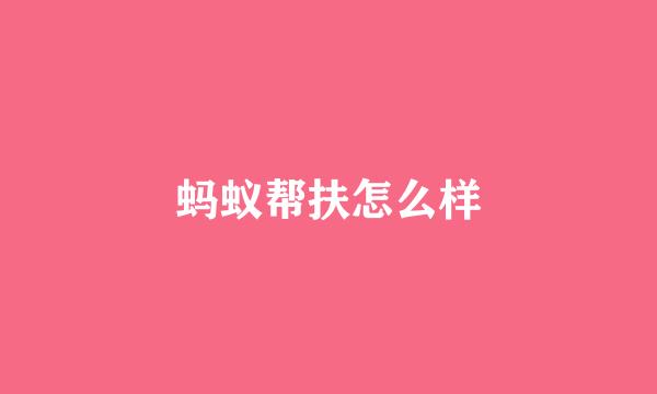 蚂蚁帮扶怎么样
