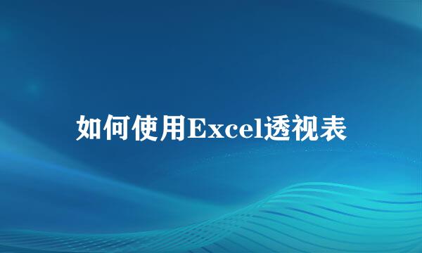 如何使用Excel透视表