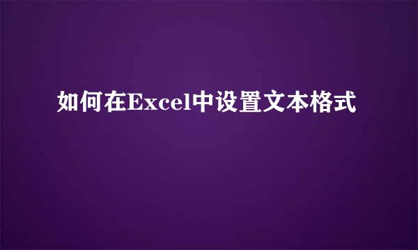 如何在Excel中设置文本格式
