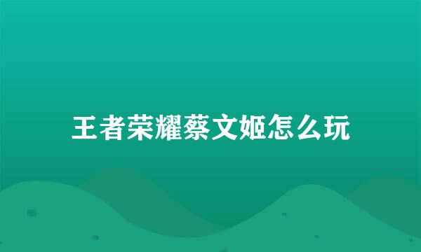 王者荣耀蔡文姬怎么玩