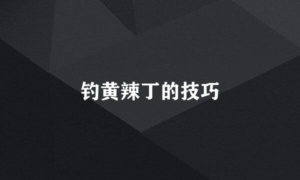 钓黄辣丁的技巧