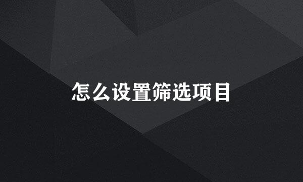 怎么设置筛选项目