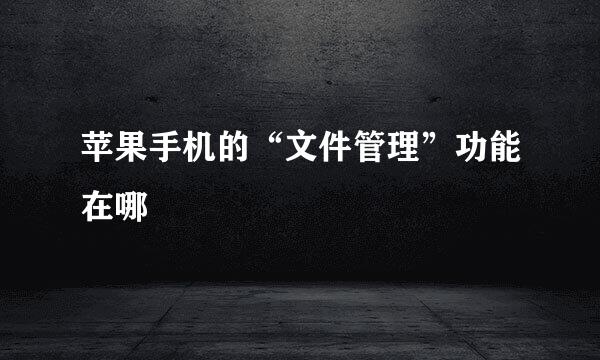 苹果手机的“文件管理”功能在哪