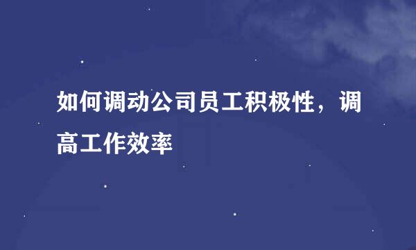 如何调动公司员工积极性，调高工作效率
