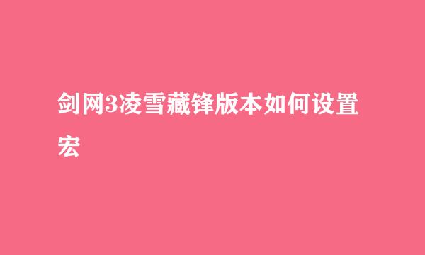 剑网3凌雪藏锋版本如何设置宏