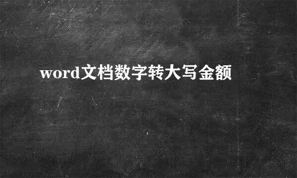 word文档数字转大写金额