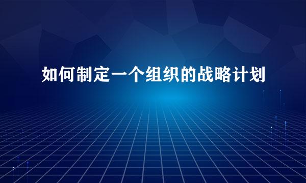 如何制定一个组织的战略计划