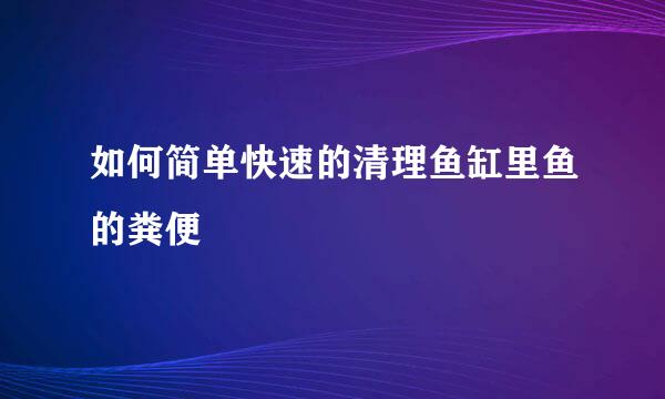 如何简单快速的清理鱼缸里鱼的粪便