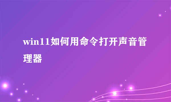 win11如何用命令打开声音管理器