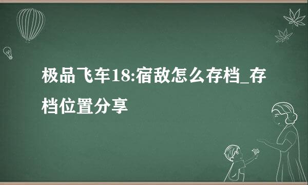 极品飞车18:宿敌怎么存档_存档位置分享