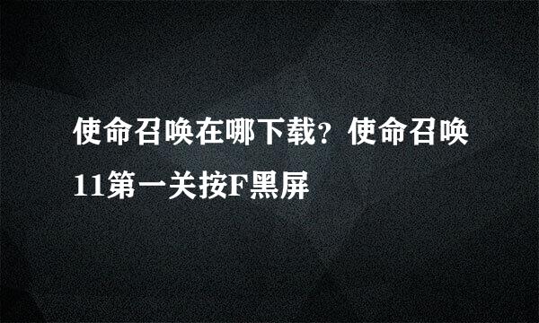 使命召唤在哪下载？使命召唤11第一关按F黑屏