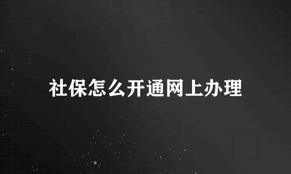 社保怎么开通网上办理