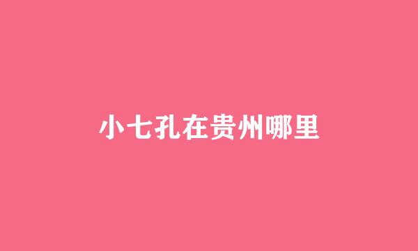 小七孔在贵州哪里