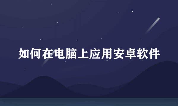 如何在电脑上应用安卓软件