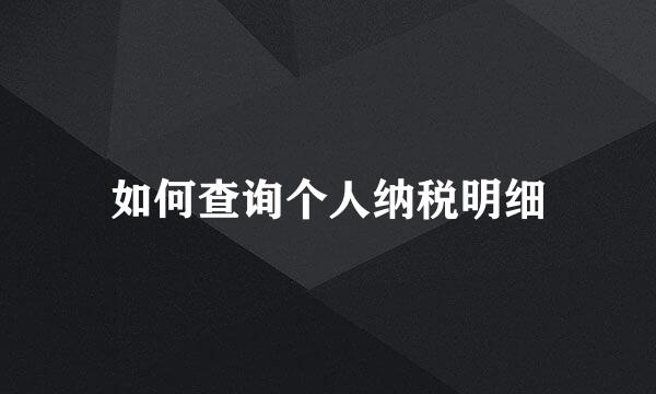 如何查询个人纳税明细