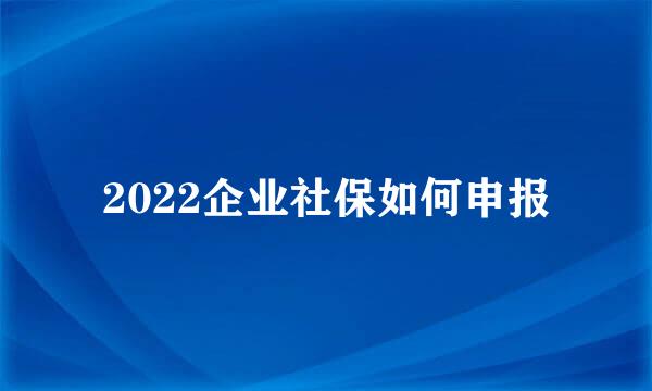 2022企业社保如何申报