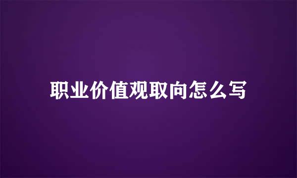 职业价值观取向怎么写