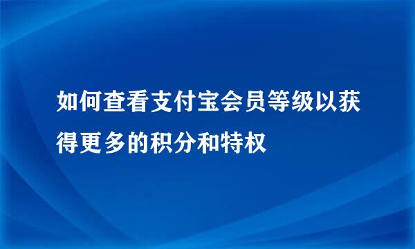 如何查看支付宝会员等级以获得更多的积分和特权