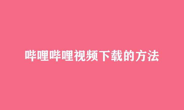哔哩哔哩视频下载的方法