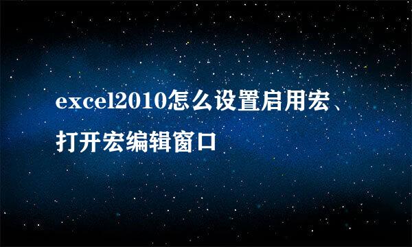 excel2010怎么设置启用宏、打开宏编辑窗口