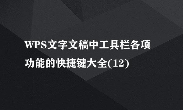 WPS文字文稿中工具栏各项功能的快捷键大全(12)