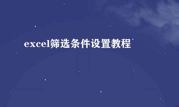 excel筛选条件设置教程