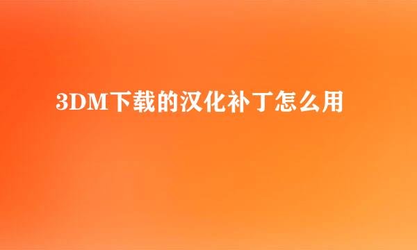 3DM下载的汉化补丁怎么用