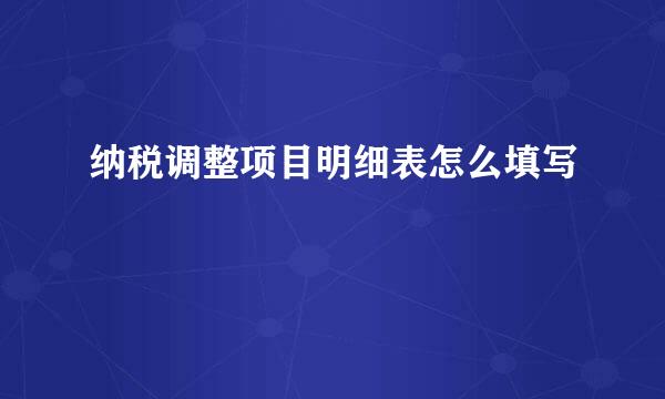 纳税调整项目明细表怎么填写