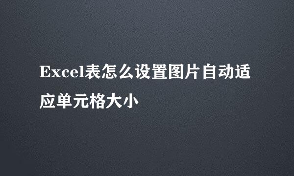 Excel表怎么设置图片自动适应单元格大小