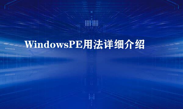 WindowsPE用法详细介绍