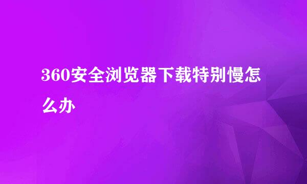 360安全浏览器下载特别慢怎么办