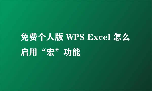 免费个人版 WPS Excel 怎么启用“宏”功能