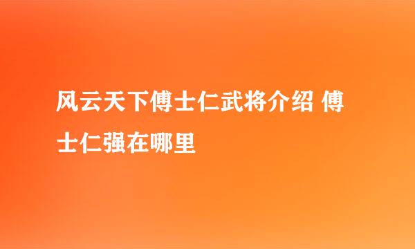 风云天下傅士仁武将介绍 傅士仁强在哪里