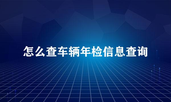怎么查车辆年检信息查询