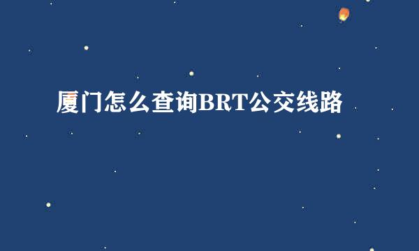 厦门怎么查询BRT公交线路