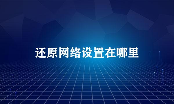还原网络设置在哪里