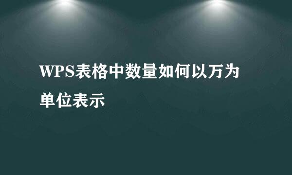 WPS表格中数量如何以万为单位表示