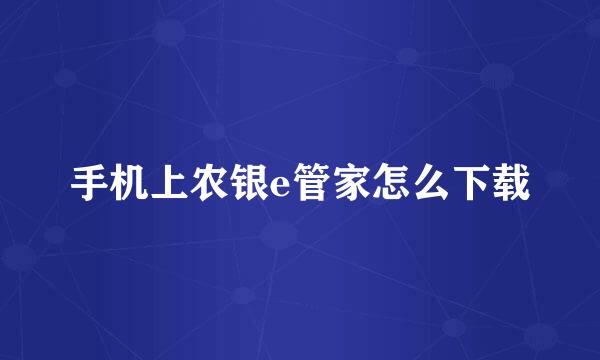 手机上农银e管家怎么下载
