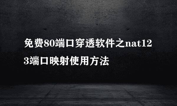 免费80端口穿透软件之nat123端口映射使用方法