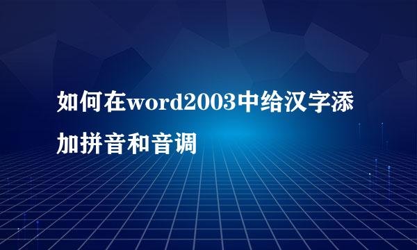如何在word2003中给汉字添加拼音和音调