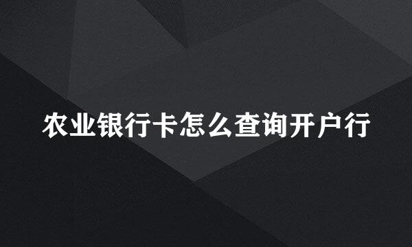 农业银行卡怎么查询开户行