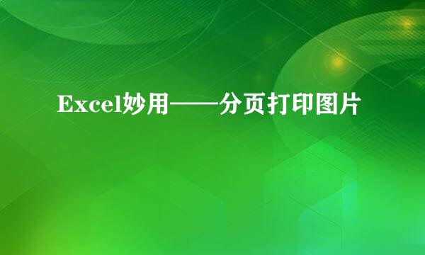 Excel妙用——分页打印图片