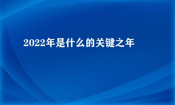 2022年是什么的关键之年