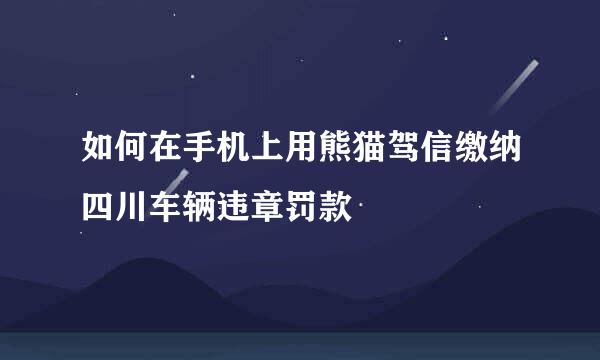 如何在手机上用熊猫驾信缴纳四川车辆违章罚款