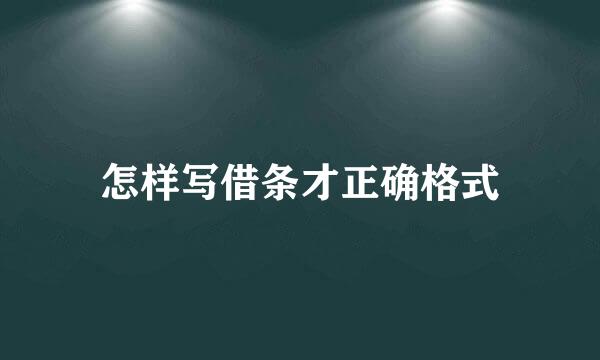 怎样写借条才正确格式