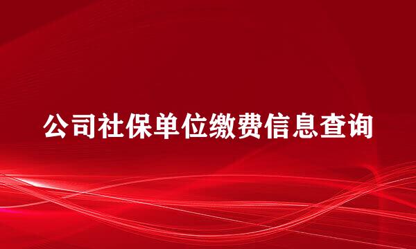 公司社保单位缴费信息查询