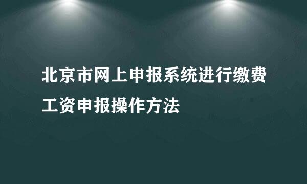 北京市网上申报系统进行缴费工资申报操作方法