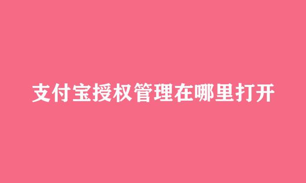 支付宝授权管理在哪里打开